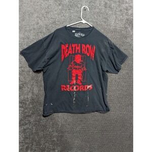 Death Row Records Graphic T-Shirt Mens XL Black Red Hip Hop Rap Tee Distressed